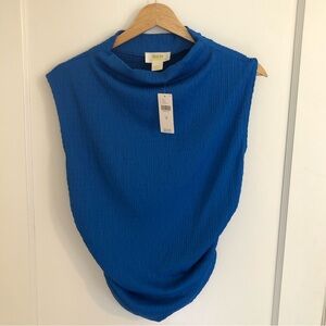 NWT Anthropologie Mango electric Blue rouched muscle tank blouse